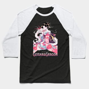 Geisha and Dragon 7004 Baseball T-Shirt
